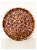VINTAGE 1970’s BAMBOO TRAY EXTRA LARGE WOVEN RATTAN CANE WICKER BASKET DISPLAY DISH TRAY HAND MADE RETRO