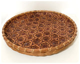 VINTAGE 1970’s BAMBOO TRAY EXTRA LARGE WOVEN RATTAN CANE WICKER BASKET DISPLAY DISH TRAY HAND MADE RETRO