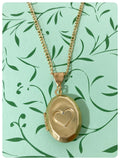 VINTAGE ANTIQUE GOLD RAW BRASS HEART LOCKET MINIMAL NECKLACE