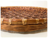 VINTAGE 1970’s BAMBOO TRAY EXTRA LARGE WOVEN RATTAN CANE WICKER BASKET DISPLAY DISH TRAY HAND MADE RETRO