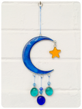 Bohemian Balinese Moon & Wishing Star Sun Catcher Stained Glass