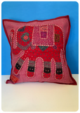 Indian Hand Made Patchwork Embroidered Elephant Cushion Cover