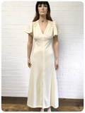 VINTAGE 1970s CREAM MAXI GODDESS WEDDING DRESS 10