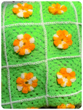 VINTAGE 70’s HAND CROCHET GRANNY SQUARE FLOWERS CUSHION COVER