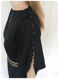VINTAGE 1970’s BLACK & GOLD MAXI GODDESS DRESS UK 12