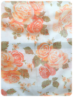 Vintage 1970’s Mid Century Bohemian Orange Floral Net Curtain Panels