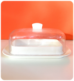 VINTAGE 1970’s CREAM MELAMINE BUTTER CHEESE DISH RETRO