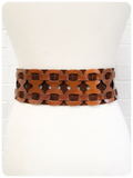 Vintage 1970's Deep Tan Woven Wide Leather & Suede Cinch Belt 12-14