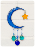 Bohemian Balinese Moon & Wishing Star Sun Catcher Stained Glass