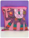Indian Hand Made Patchwork Embroidered Elephant Cushion Cover