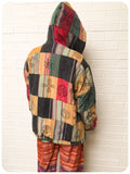 Vintage 90s Patchwork Indian Block Printed Hippie Coat Jacket