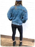 Vintage 80s Acid Wash Blue Bell Boyfriend Wrangler Denim Jacket 8-14