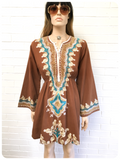VINTAGE 70’s INDIAN EMBROIDERED COTTON DRESS SMOCK TUNIC 10 - 12