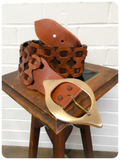 Vintage 1970's Deep Tan Woven Wide Leather & Suede Cinch Belt 12-14