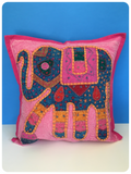 Indian Hand Made Patchwork Embroidered Elephant Cushion Cover