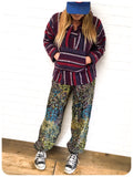 Vintage 90s Mexican Baja Jerga Surf Hippie Festival Hoodie Top