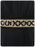 VINTAGE 1970’s BLACK & GOLD MAXI GODDESS DRESS UK 12
