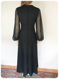 ORIGINAL VINTAGE 1970’s 70’s BLACK DIAMANTÉ MAXI GODDESS DRESS UK 12