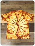 Original 80s/90s Stone Roses Style Yellow Gold Brown Tie Dye Tee T-Shirt Size S