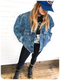 Vintage 80s Acid Wash Blue Bell Boyfriend Wrangler Denim Jacket 8-14