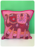 Indian Hand Made Patchwork Embroidered Elephant Cushion Cover