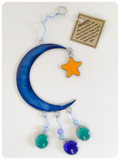 Bohemian Balinese Moon & Wishing Star Sun Catcher Stained Glass