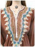 VINTAGE 70’s INDIAN EMBROIDERED COTTON DRESS SMOCK TUNIC 10 - 12