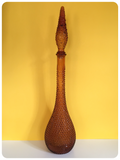 MID CENTURY VINTAGE 1960’s TALL AMBER EMPOLI ITALY GLASS DECANTER GENIE BOTTLE
