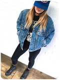 Vintage 80s Acid Wash Blue Bell Boyfriend Wrangler Denim Jacket 8-14