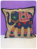 Indian Hand Made Patchwork Embroidered Elephant Cushion Cover