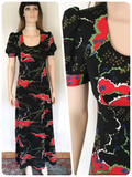 VINTAGE 70’s PSYCHEDELIC MAXI DRESS FESTIVAL BOHO HIPPIE UK 10