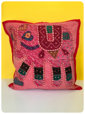 Indian Hand Made Patchwork Embroidered Elephant Cushion Cover