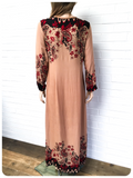 VINTAGE INDIAN PAISLEY GAUZE COTTON KAFTAN MAXI BIB DRESS 10-12