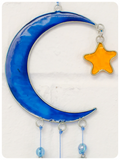Bohemian Balinese Moon & Wishing Star Sun Catcher Stained Glass