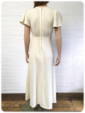 VINTAGE 1970s CREAM MAXI GODDESS WEDDING DRESS 10