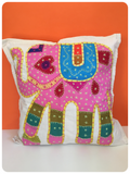 Indian Hand Made Patchwork Embroidered Elephant Cushion Cover