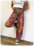 Indian Cotton Peacock Print Harem Pants Trousers Hippie Boho