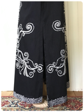 VINTAGE 70’s BLACK & WHITE BLOCK PRINTED THAI COTTON KAFTAN MAXI DRESS UK 12-14