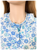 VINTAGE 1950’s FLOWER POWER BLUE SHEER DUSTER HOUSE COAT DRESSING GOWN UK8-12