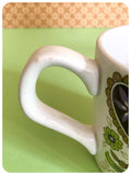 VINTAGE 1960’s 70’s MID CENTURY PURPLE GREEN PAISLEY PATTERN MUG CUP GLO-WHITE IRONSTONE ALFRED MEAKIN ENGLAND