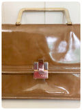 VINTAGE 1950’s RENATA ART DECO GOLD PATENT LEATHER CLUTCH BAG HANDBAG