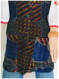VINTAGE 70’s INDIAN VELVET PSYCHEDELIC WAISTCOAT TUNIC BOHO HIPPIE UK8-12