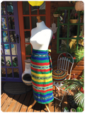 VINTAGE 90’s AZTEC RAINBOW HIGH WAISTED WRAP MAXI SKIRT SARONG HIPPIE BOHO UK10