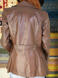 Vintage 1970s Dark Tan Leather Blazer Jacket - Penny Bizarre - 6
