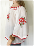 VINTAGE 1970’s EMBROIDERED PEASANT GYPSY BLOUSE BOHO TOP UK8-14