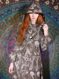 Vintage 1970s Paisley Hooded Maxi Dress Duster Coat - Penny Bizarre - 5