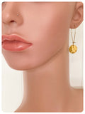 HANDMADE HAMMERED BEATEN BRASS SIMPLE DISC DROP DANGLE EARRINGS MINIMAL PRIMITIVE TRIBAL TEMPEST VIKING