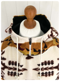 RETRO 90s FREE NATURE AZTEC POLAR FLEECE FESTIVAL OVERSIZED HOODIE TOP XL