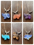 HAND CRAFTED VINTAGE INDIAN LUCKY ELEPHANT GEMSTONE PENDANT NECKLACE SILVER PLATED CHAKRA HEALING