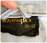 VINTAGE 70’s 80’s WRANGLER DISTRESSED BLUE DENIM GILET VEST TRUCKER WAISTCOAT JACKET SMALL